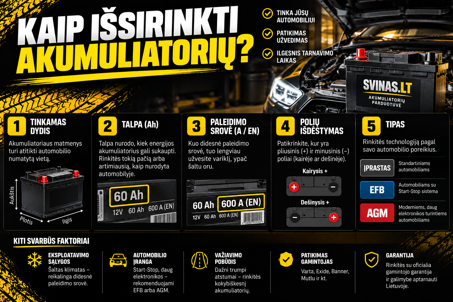 kaip išsirinkti tinkamą akumuliatorių