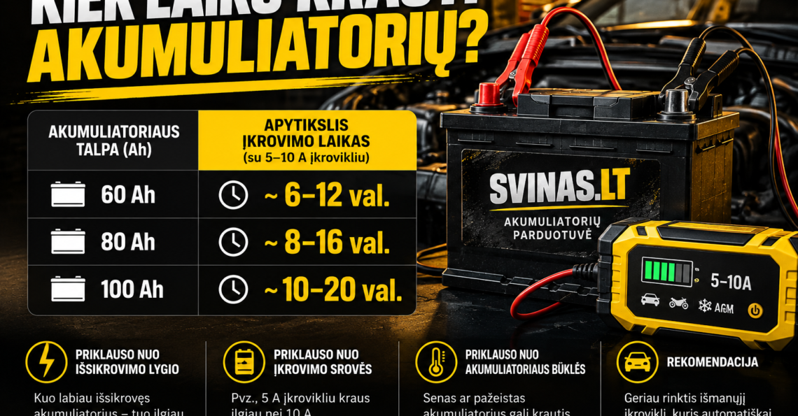 kiek laiko krauti akumuliatorių
