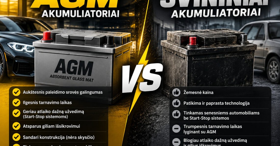 agm vs švininiai akumuliatoriai
