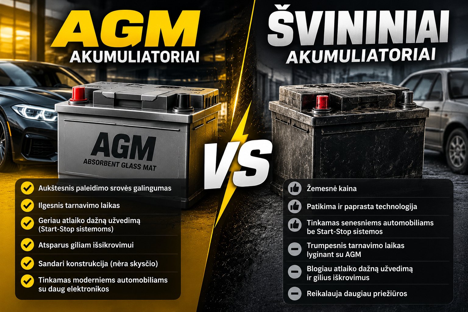 agm vs švininiai akumuliatoriai