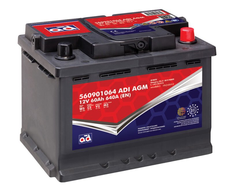 AD akumuliatorius 60ah 640A 243x175x190mm AGM