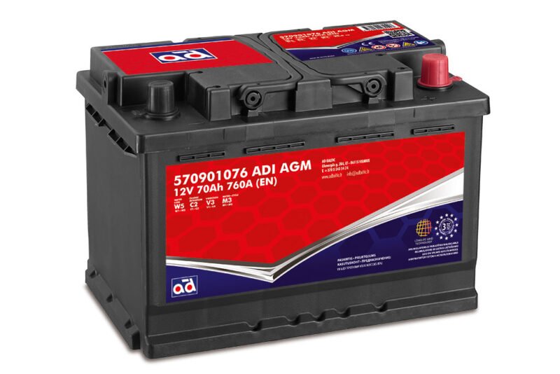 AD akumuliatorius 70ah 760A 278x175x190mm AGM