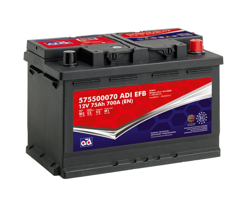 AD akumuliatorius 75ah 700A 278x175x190mm EFB