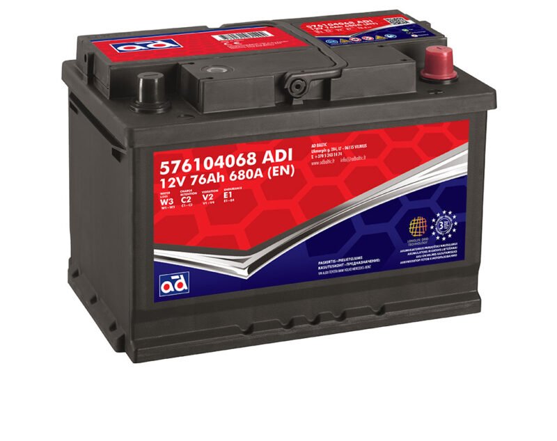 AD akumuliatorius 76ah 680A 278x175x190mm