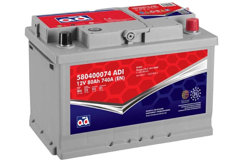 AD akumuliatorius 80ah 740A 278x175x190mm